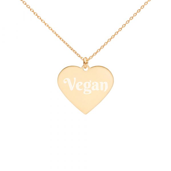 Engraved Vegan Silver Heart Necklace - Vegan Lovers - Valentines Day Gift - Love Necklace - Image 2