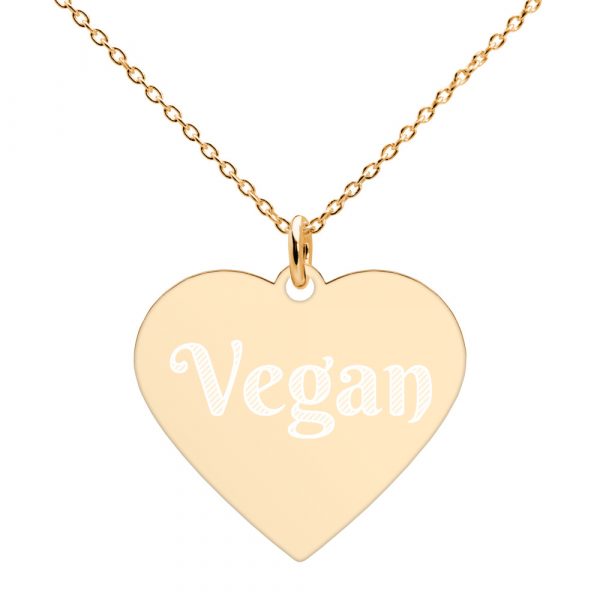 Engraved Vegan Silver Heart Necklace - Vegan Lovers - Valentines Day Gift - Love Necklace - Image 7