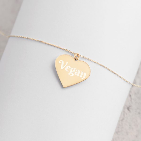 Engraved Vegan Silver Heart Necklace - Vegan Lovers - Valentines Day Gift - Love Necklace - Image 4