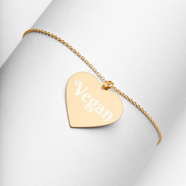 Engraved Vegan Silver Heart Necklace - Vegan Lovers - Valentines Day Gift - Love Necklace - Image 9